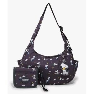 NEW Peanuts Snoopy & Woodstock Icons Nylon Shoulder Bag And Cardholder Wallet